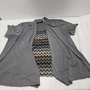 KIM ROGERS womens 3 XL short sleeve shirt Gray & Stripe neutral colors TOP